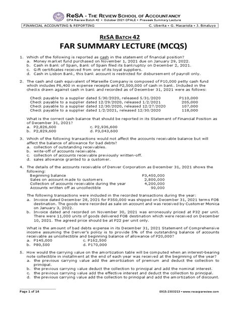 FAR Preweek Lecture B42 .